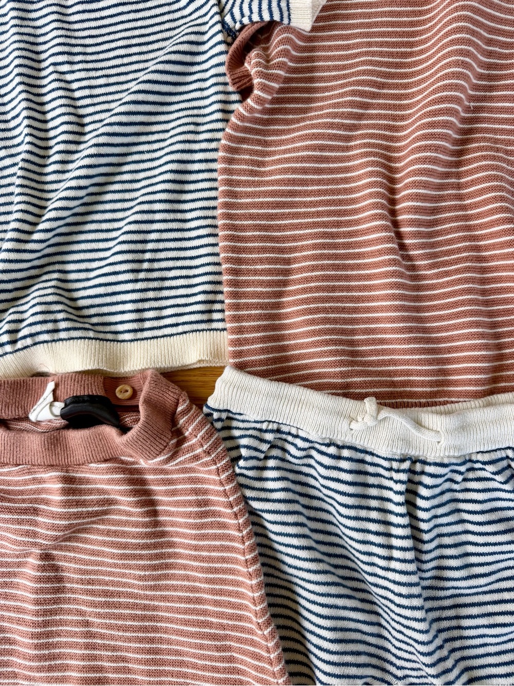 H&M Four Piece Cotton Knit Striped CordinatinSweaters Matching Set Navy & brown - Picture 5 of 8